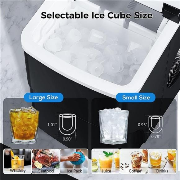 Countertop Ice Maker Machine, Portable Ice Makers with Ice Scoop& Basket (Black) - Picture 5 of 5